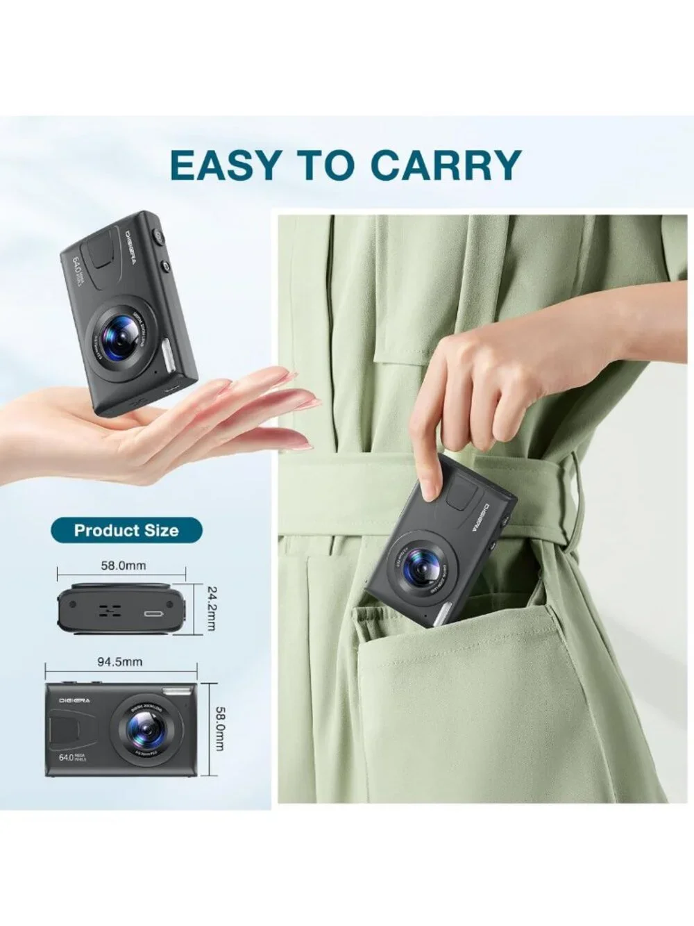 64MP 4K Digital Camera with 18X Zoom, LCD Screen, Anti-Shake, Vlogging Kit